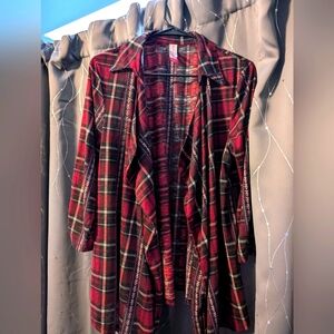 No Boundaries Juniors Plaid Waterfall Cardigan XL